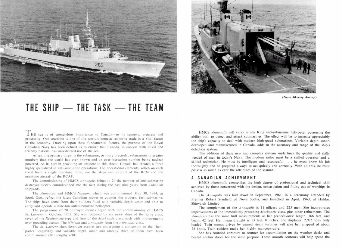 HMCS ANNAPOLIS 265 COMMISSIONING BOOKLET - PAGE 2 & 3