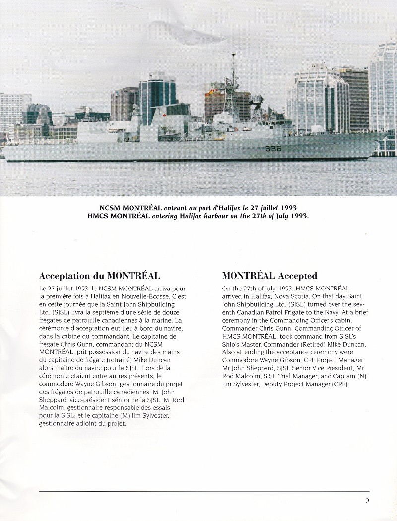 HMCS MONTREAL 336 - COMMISSIONING BOOK - Page 5