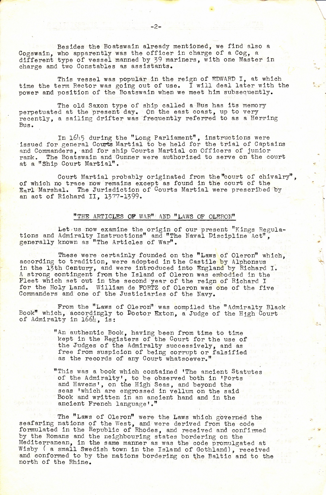 A Few Naval Customs, Expressions, Traditions and Superstitions by Commander W.N.T. Beckett. M.V.O., D.S.C., Royal Navy - Page 2