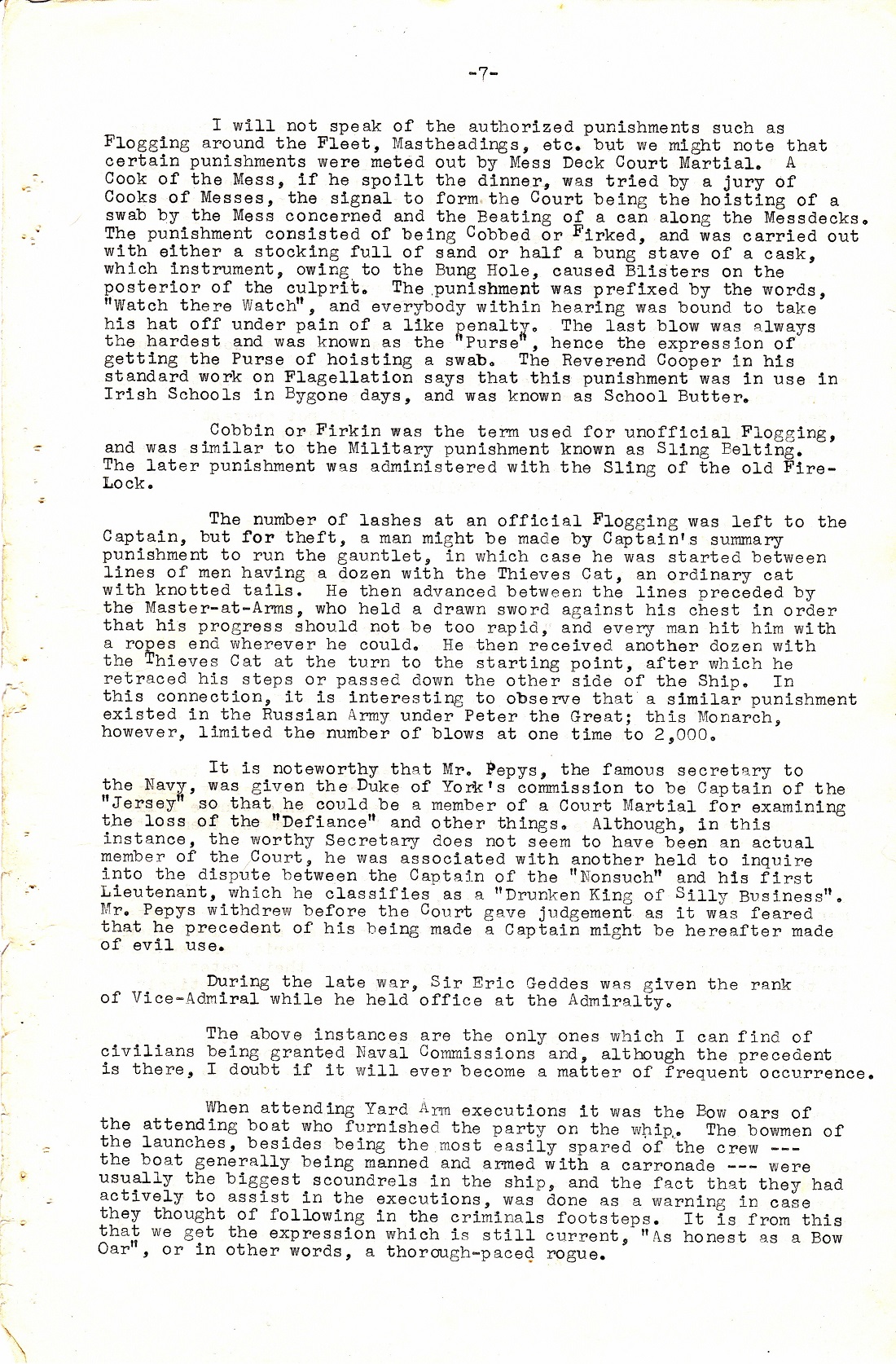 A Few Naval Customs, Expressions, Traditions and Superstitions by Commander W.N.T. Beckett. M.V.O., D.S.C., Royal Navy - Page 7