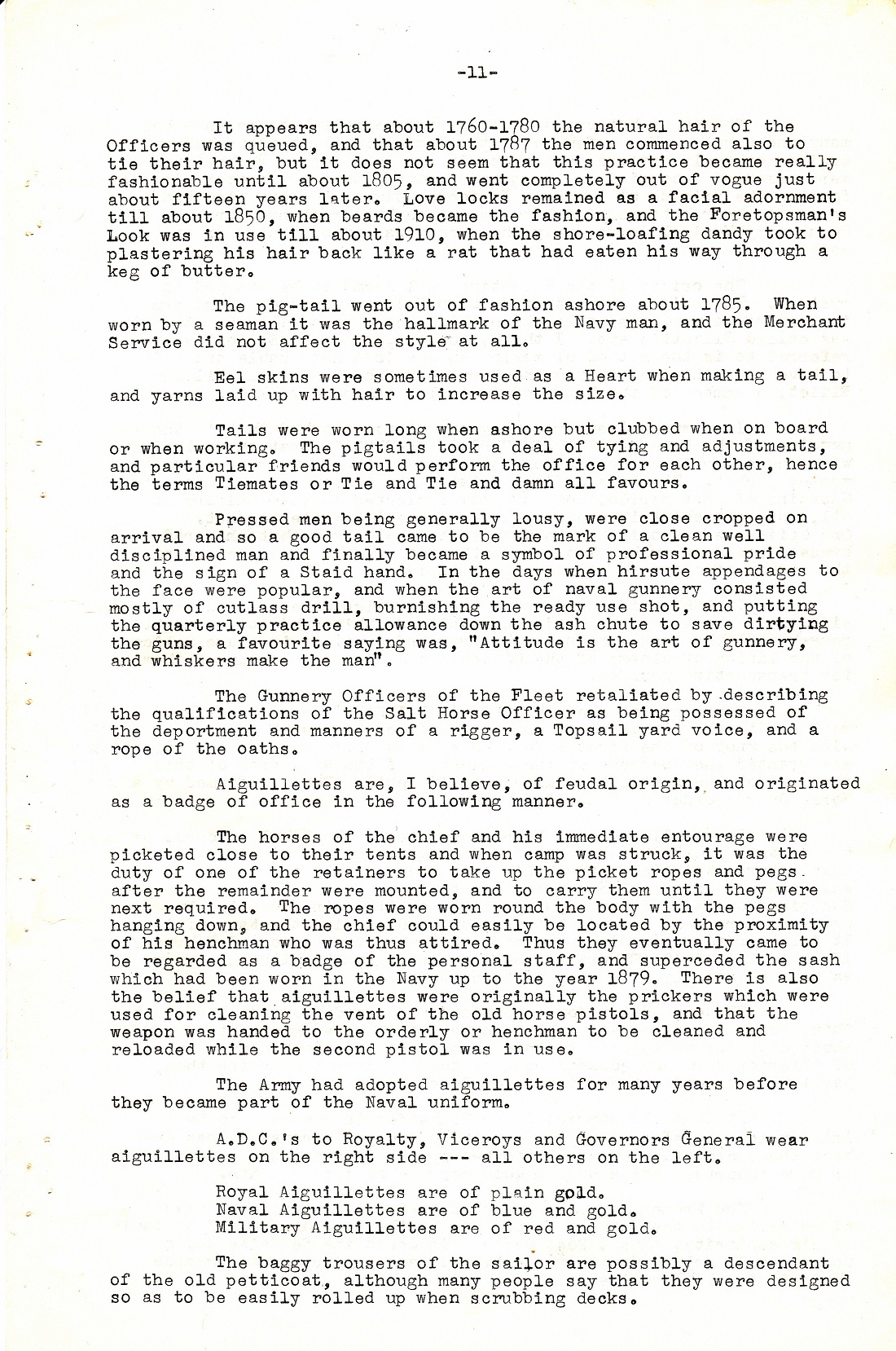 A Few Naval Customs, Expressions, Traditions and Superstitions by Commander W.N.T. Beckett. M.V.O., D.S.C., Royal Navy - Page 11