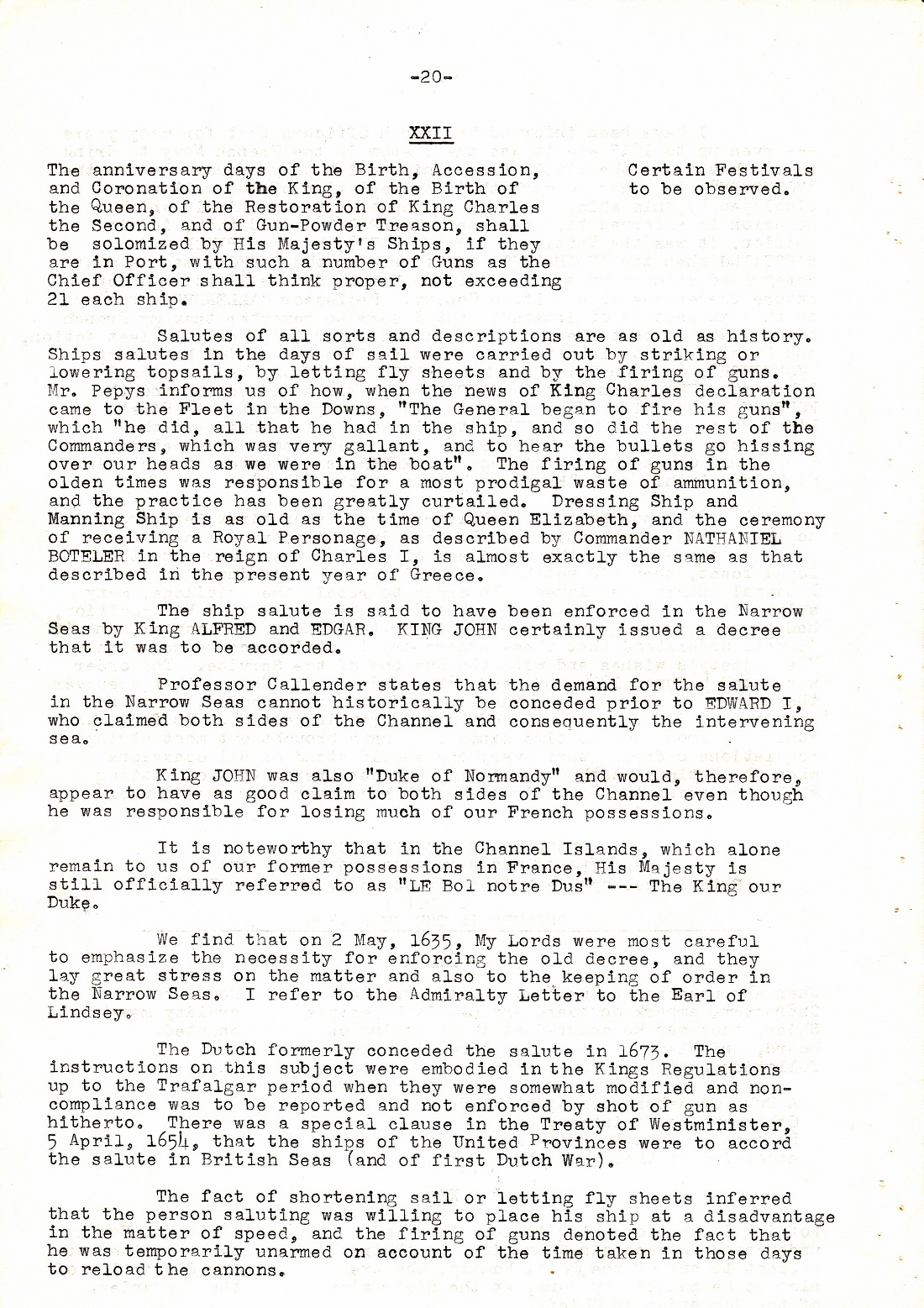 A Few Naval Customs, Expressions, Traditions and Superstitions by Commander W.N.T. Beckett. M.V.O., D.S.C., Royal Navy - Page 20