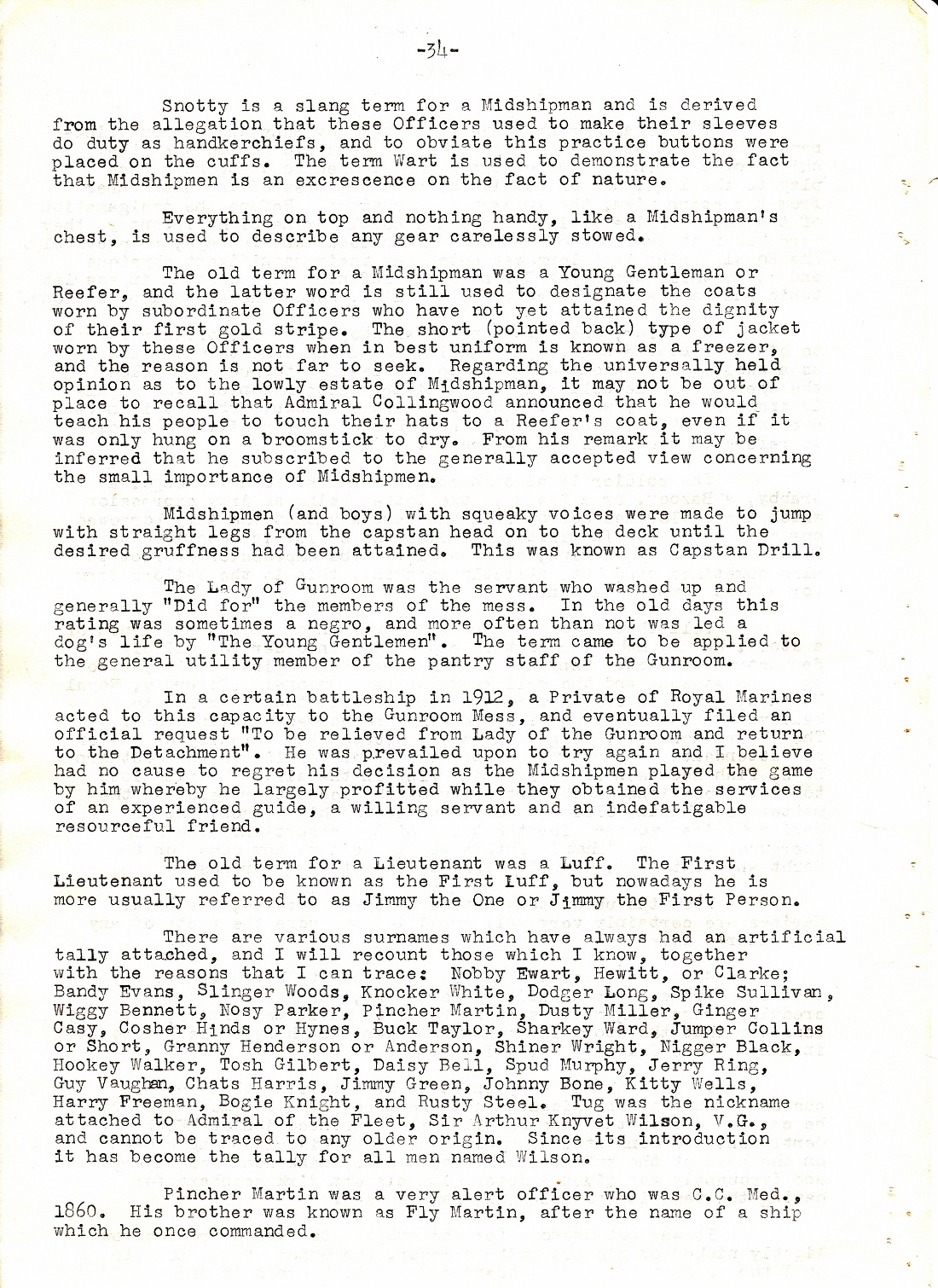 A Few Naval Customs, Expressions, Traditions and Superstitions by Commander W.N.T. Beckett. M.V.O., D.S.C., Royal Navy - Page 34