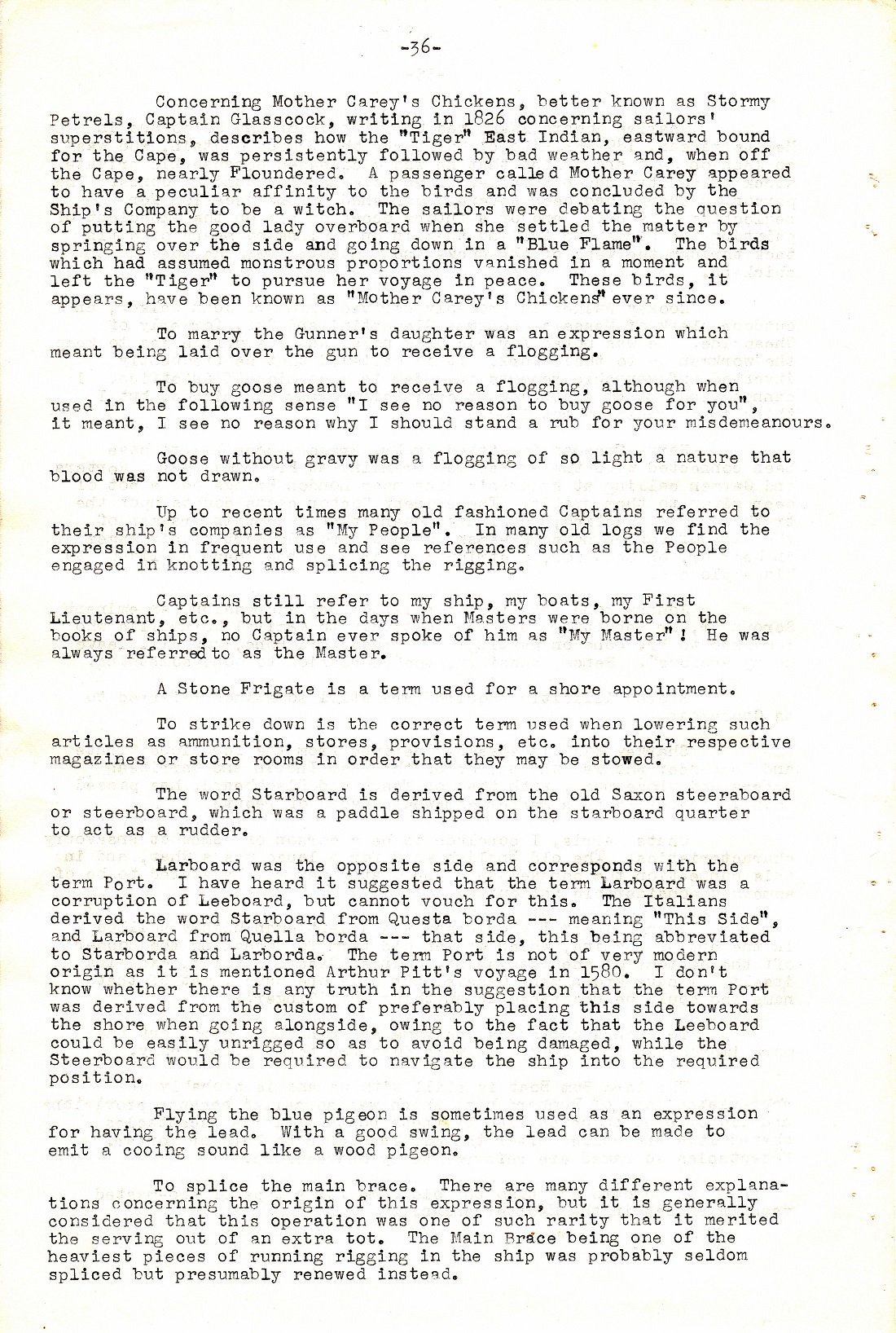 A Few Naval Customs, Expressions, Traditions and Superstitions by Commander W.N.T. Beckett. M.V.O., D.S.C., Royal Navy - Page 36