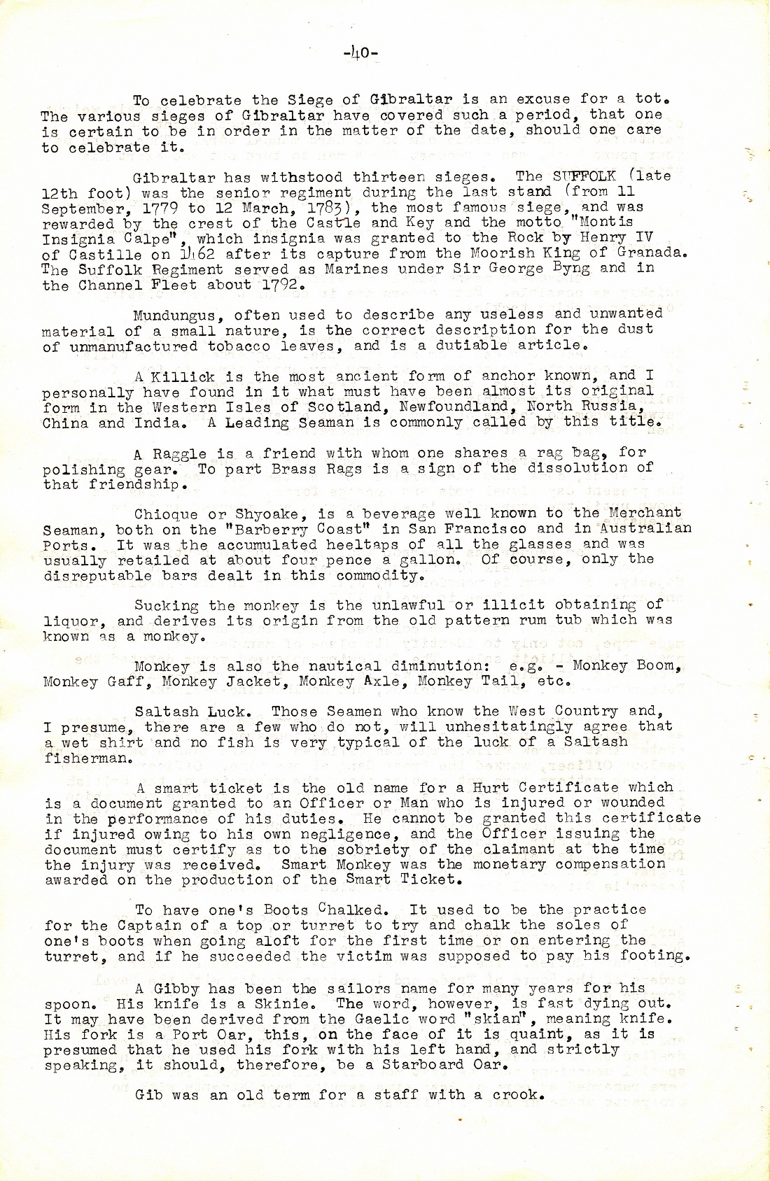 A Few Naval Customs, Expressions, Traditions and Superstitions by Commander W.N.T. Beckett. M.V.O., D.S.C., Royal Navy - Page 40