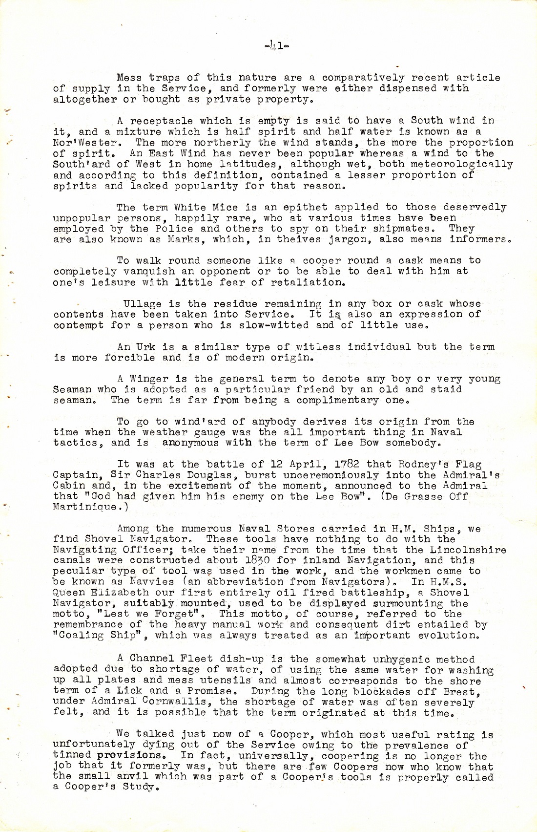 A Few Naval Customs, Expressions, Traditions and Superstitions by Commander W.N.T. Beckett. M.V.O., D.S.C., Royal Navy - Page 41