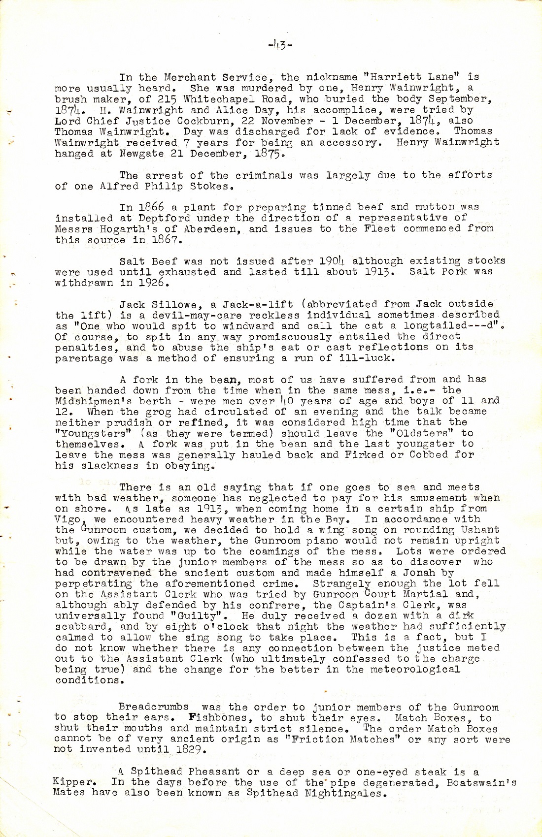 A Few Naval Customs, Expressions, Traditions and Superstitions by Commander W.N.T. Beckett. M.V.O., D.S.C., Royal Navy - Page 43