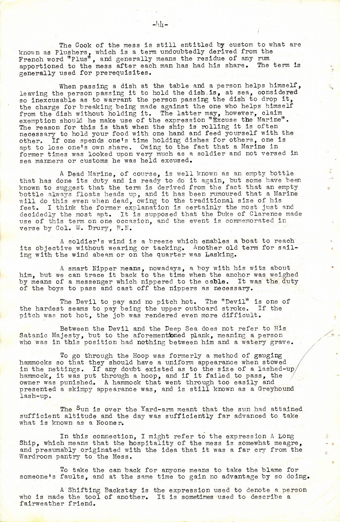 A Few Naval Customs, Expressions, Traditions and Superstitions by Commander W.N.T. Beckett. M.V.O., D.S.C., Royal Navy - Page 44