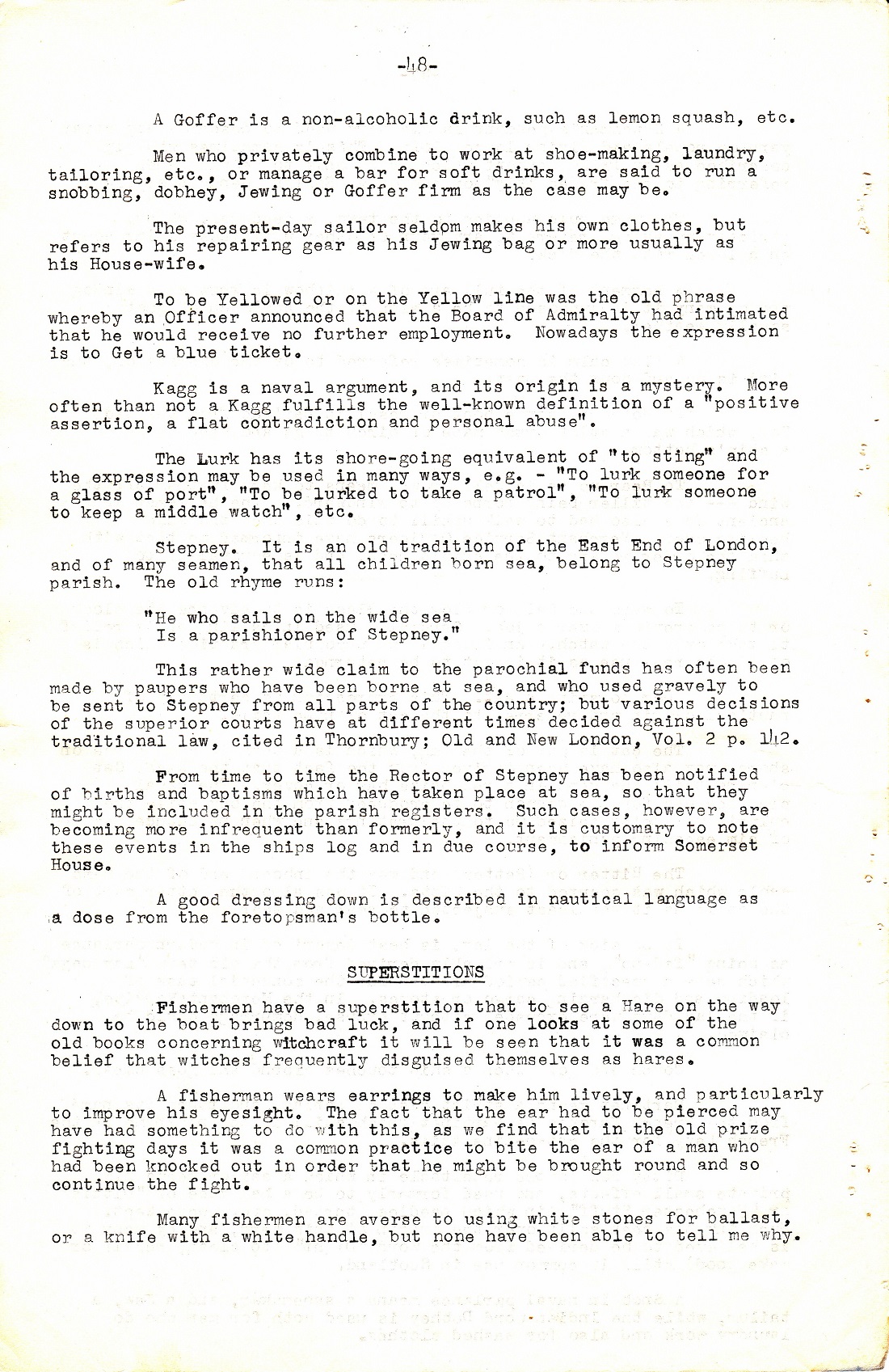 A Few Naval Customs, Expressions, Traditions and Superstitions by Commander W.N.T. Beckett. M.V.O., D.S.C., Royal Navy - Page 48